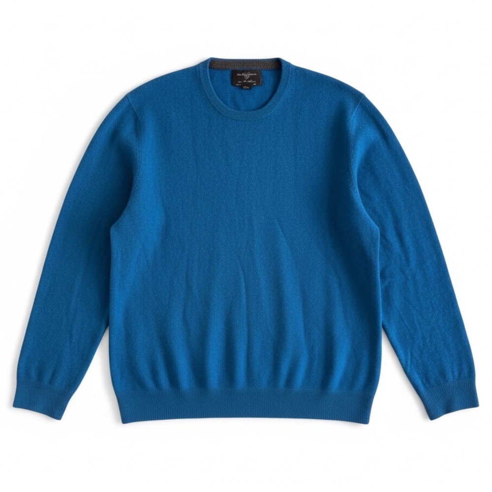 Black Brown 1826 100% Cashmere Crewneck Sweater Blue XXL Luxury Knit
